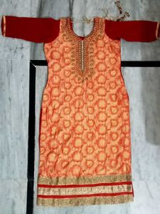 Elegant Orange &amp; Gold Kurti