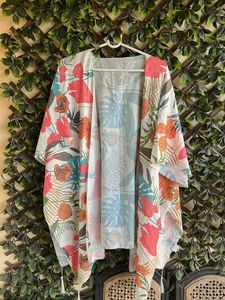 Tropical Print Kimono Cover-Up