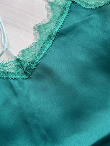 Green Satin Tank Top