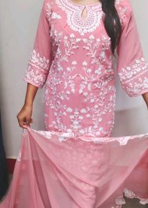 Pink Beaded Kurta Set ✨