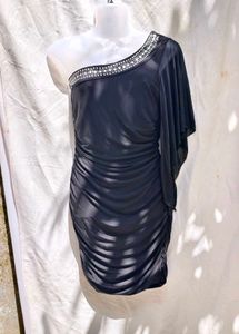 9149. Chic One-Shoulder Black Dress