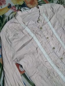 Blouse with Lace Trim Detail