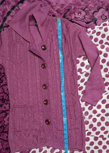 Long Mauve Knit Cardigan
