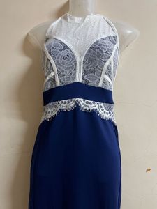 Korean Long Navy Blue Designer Gown
