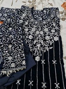 Elegant Embroidered Salwar Kameez Velvet