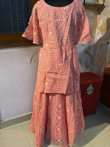 Pink Lucknowi skirt Set