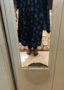 Navy Blue Printed Anarkali Suit Set