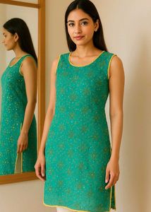 Pure Lucknow Chikankari Handwork Kurta | Sea Green