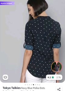 Polka Dot Roll-Up Sleeve Top