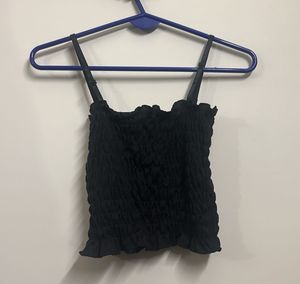 Black Smoked Crop Top