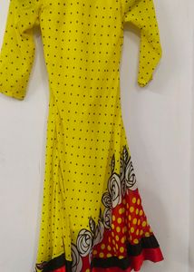 Yellow Full Flair Kurti/ Gown For Women