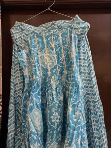 Blue Printed Kurta Sharara Set