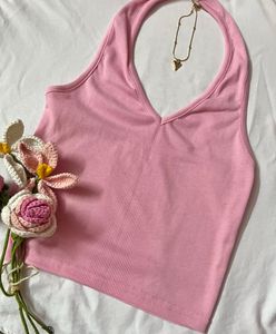 Baby pink halter neck top (S)