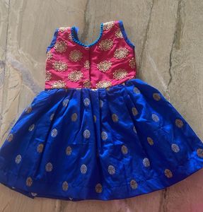 Never Worn Cute Blue And Pink Frock 0-9month
