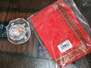 Fancy Red Saree With Blouse