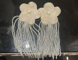 Flower Beaded Tassel Earrings