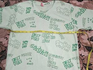 Typography Green Top/Tshirt