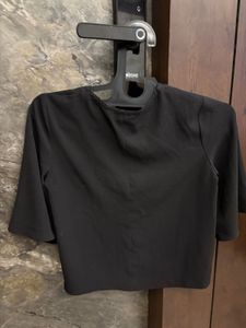 Black Lace-Up Flutter Sleeve Top