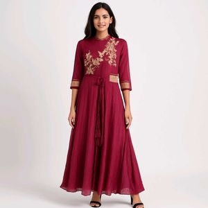Maroon Indo Western Gown