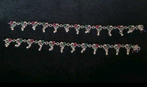 Silver Anklet with Peacock Design