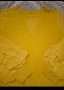 Yellow Ruffle Sleeve Top
