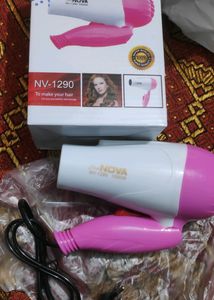 Nova NV-1290 1000W Hair Dryer/Blower (1000w, Pink), Foldable, Brand New, Box packed