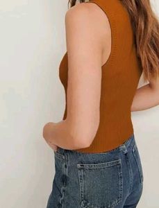 Ribbed Collar Tank Top