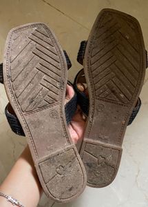 Chic Black Woven Sandals