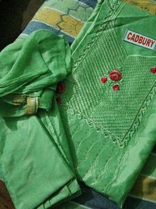 Green Embroidered Kurta Set