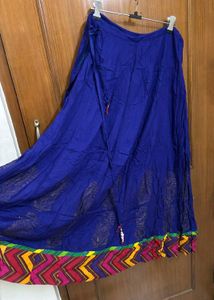 Blue Ethnic Skirt/Lehenga with Colorful Border