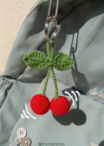 Crochet Cute Cherry Keychain🍒