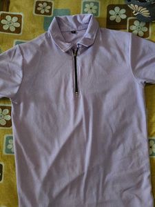 Lavender Zipper Polo T-Shirt
