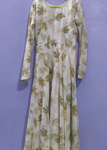 cream Floral Print Maxi Dress