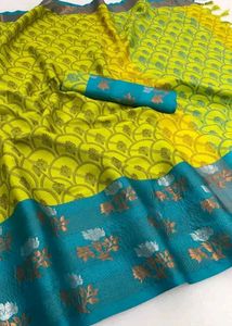 Fluorescent Green Colour Saree