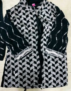 Party Wear Black &amp; Silver Embellished  Beby Outfit