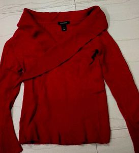 Burgundy Off-the-Shoulder Sweater