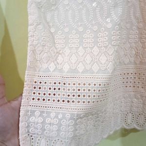 Beige Embroidered Kurti
