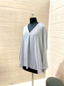 H&amp;M Oversized Striped V-Neck Top