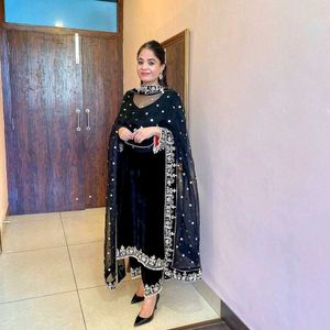 Elegant Velvet Salwar Suit black Love