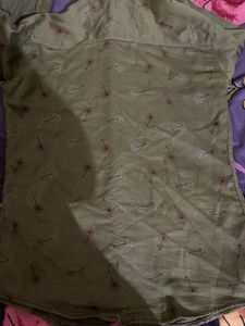 Stylish Olive Green Printed Shirt