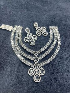LUXURY QUALITY 3 LINE AMERICAN DIAMOND SET@ANY 1