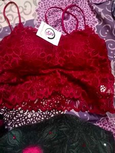 Red Sexy Net Pace Bralette Top