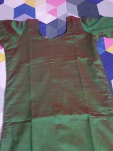 Elegant Green silk pochampalli border kurta