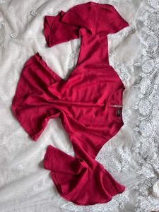 Red Flared Sleeve Top