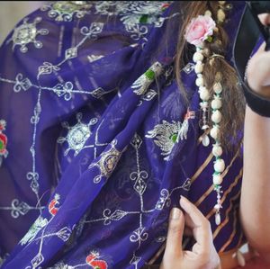 Embroidered Purple Dupatta