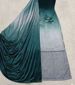 Elegant Teal Ombre Velvet  Salwar Kameez