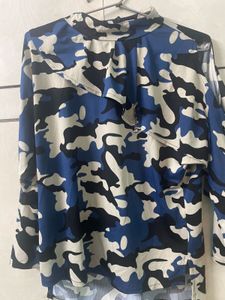 Blue Camo Print Top