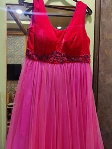 Designer Embellished Velvet And Net Floor Gown