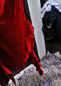 off shoulder red midi dress with side cuts