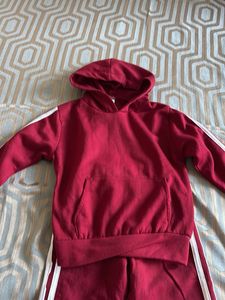 Kids Burgundy Fleece Tracksuit Set